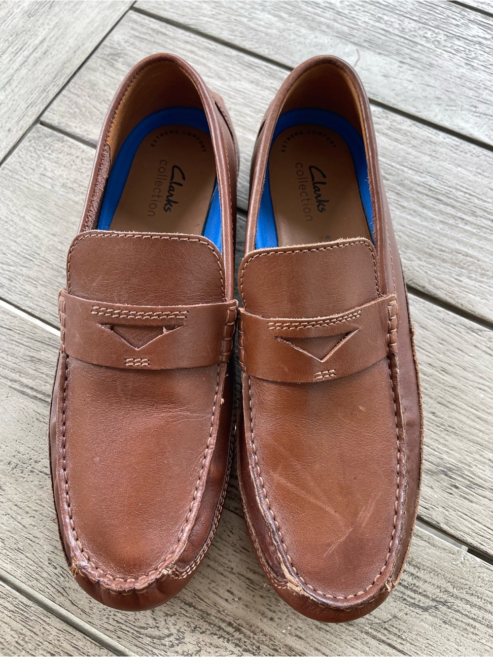 Clarks Men's Markman Way Extreme Comfort Brown Leather Driving Loafers Size 10